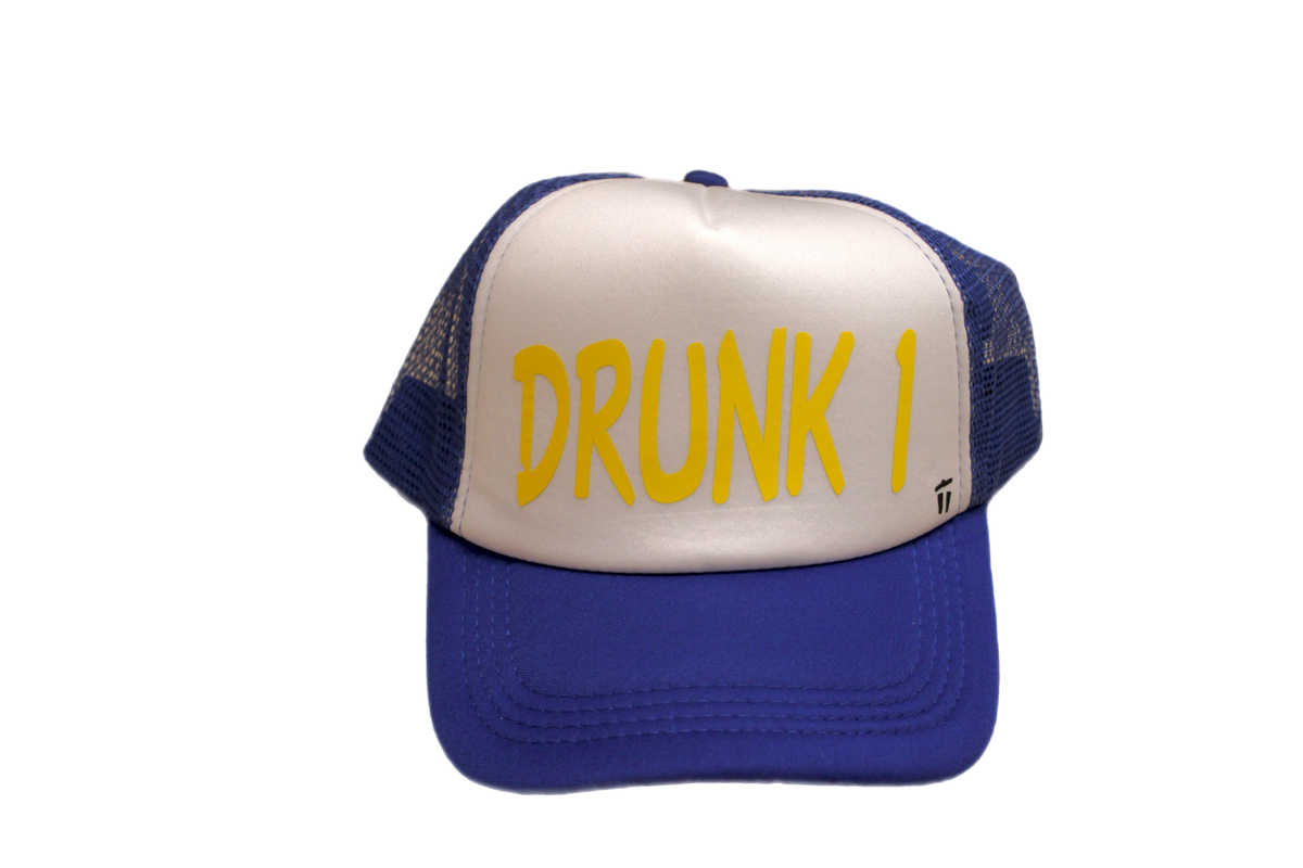 "Drunk 1" Trucker Hat - Blue